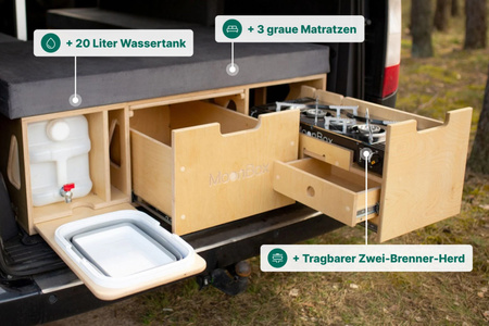 Box kempingowy - Moonbox ze stołem Van/Bus 119cm Modify - Naturalny
