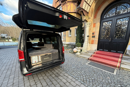 Box kempingowy - Moonbox ze stołem Van/Bus 119cm Modify - ciemnoszary