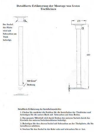 Standardowa noga stołu - Moonbox RV-DX